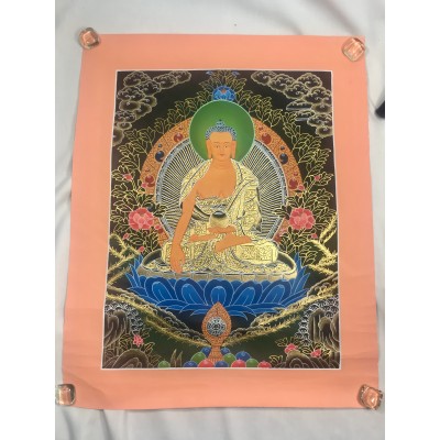 Hand-painted Original Tibetan Shakyamuni Buddha Thangka Mineral Painting No frame