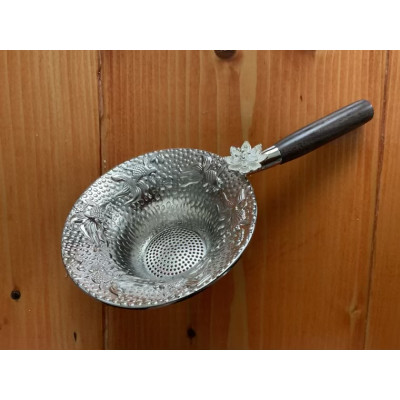 Silvery Strainer with wood handle