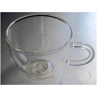 Small Heat-Tempered Clear Glass Teacup w/Handle Small Heat-Tempered Clear Glass Teacup w/Handle