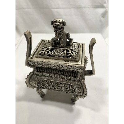 Tibetan Incense Burner - Buddhist Decor,Home Decoration Silver Alloy